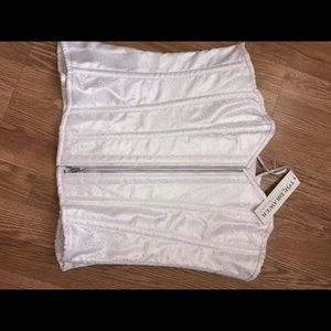White corset zipper front tie back size xl